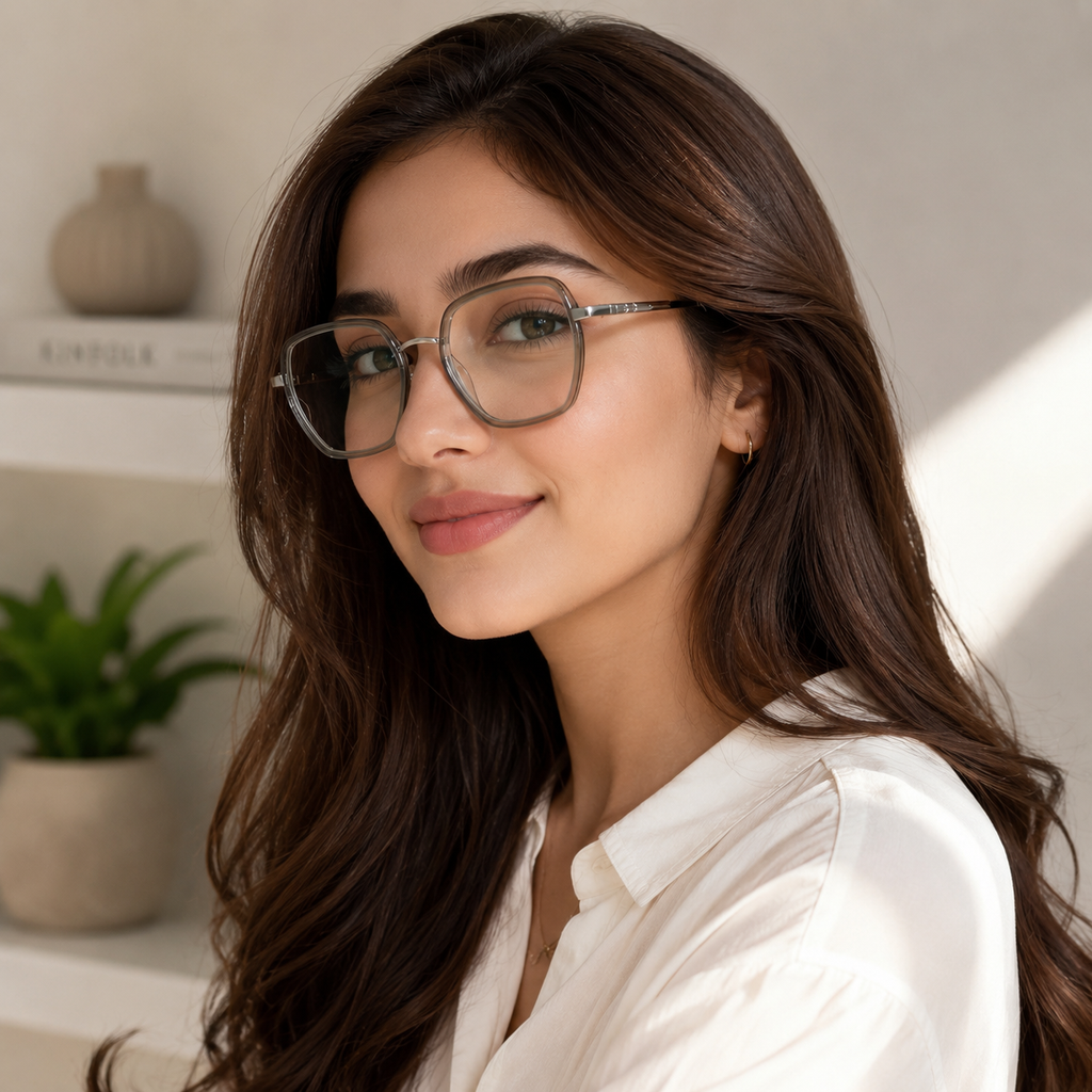 Crystal Smoke Square Optical Frame - BLK-OF-0029