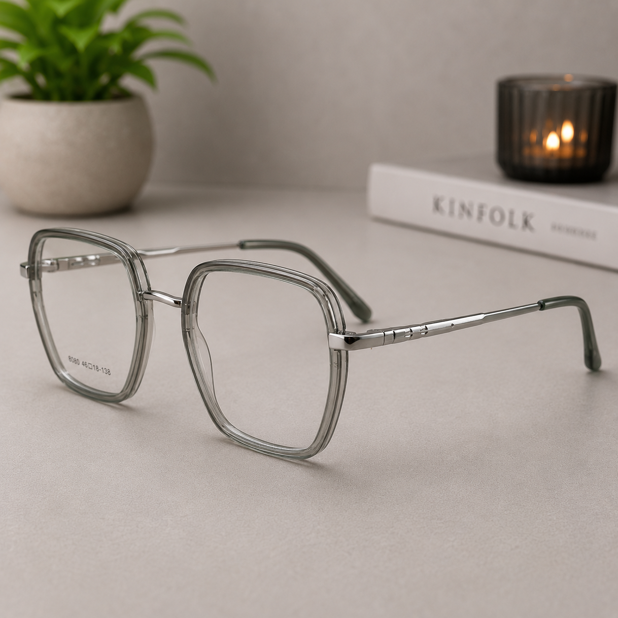 Crystal Smoke Square Optical Frame - BLK-OF-0029