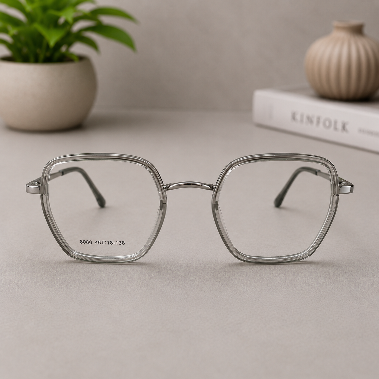 Crystal Smoke Square Optical Frame - BLK-OF-0029