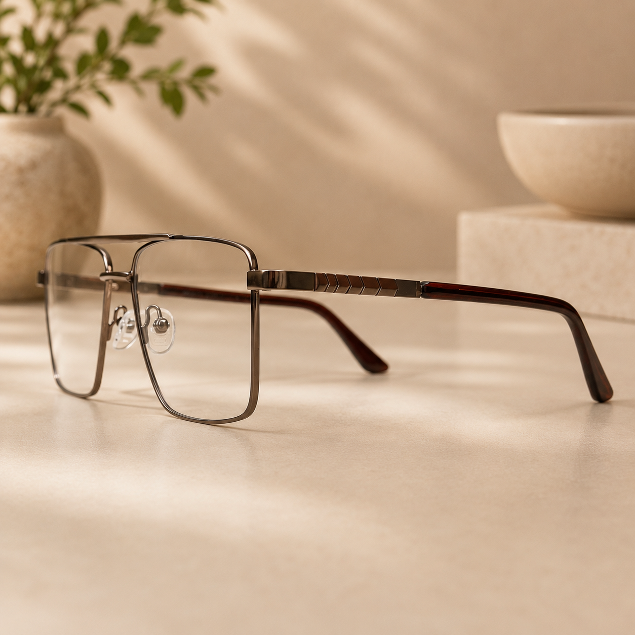Police Gunmetal Double Bridge Optical Frame - BLK-OF-0035
