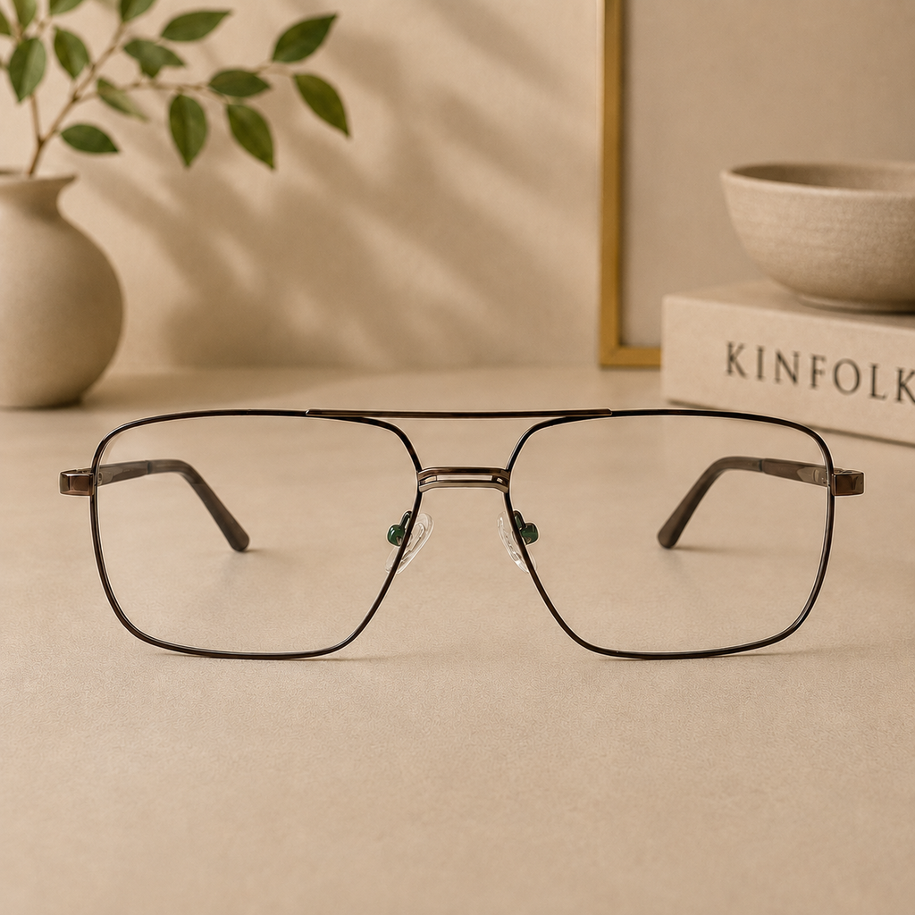 Police Gunmetal Double Bridge Optical Frame - BLK-OF-0035