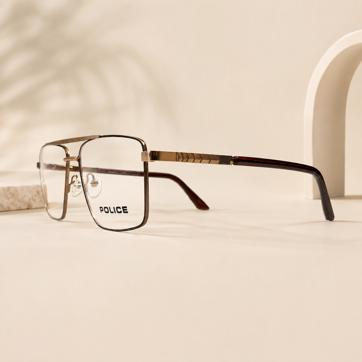Police Gunmetal Double Bridge Optical Frame - BLK-OF-0035