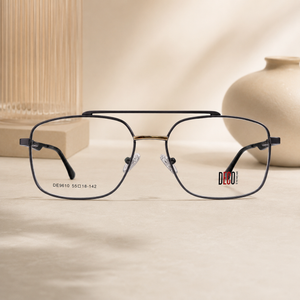 DECO Gunmetal Double Bridge Optical Frame - BLK-OF-0036