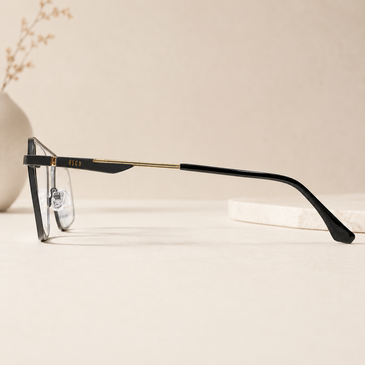 DECO Gunmetal Double Bridge Optical Frame - BLK-OF-0036