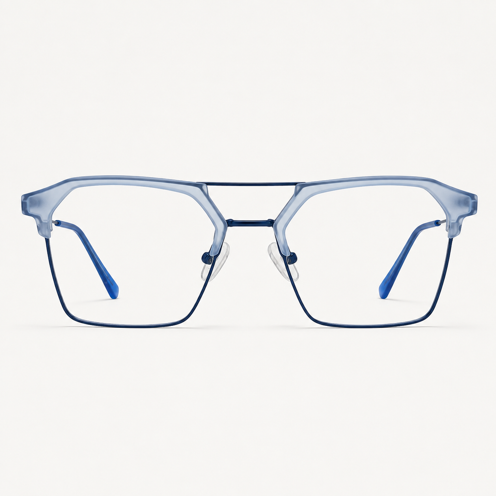 Crystal Blue Geometric Optical Frame - BLK-OF-0041-BL