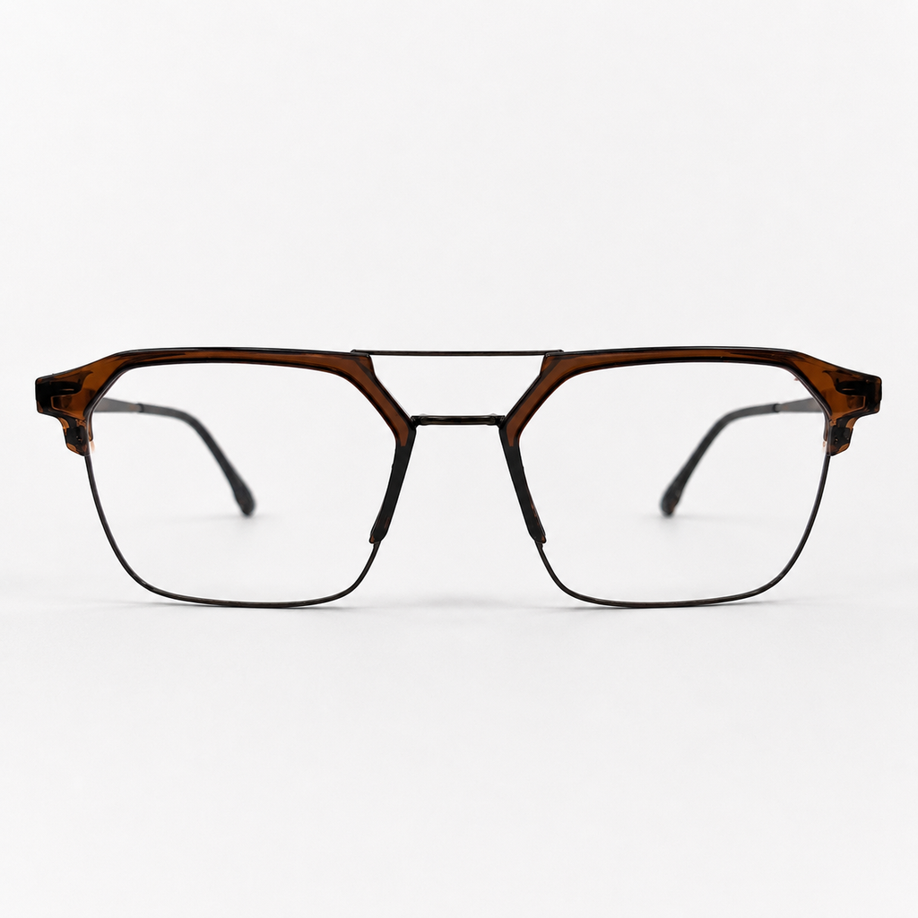 Crystal Brown Geometric Optical Frame - BLK-OF-0041-BR