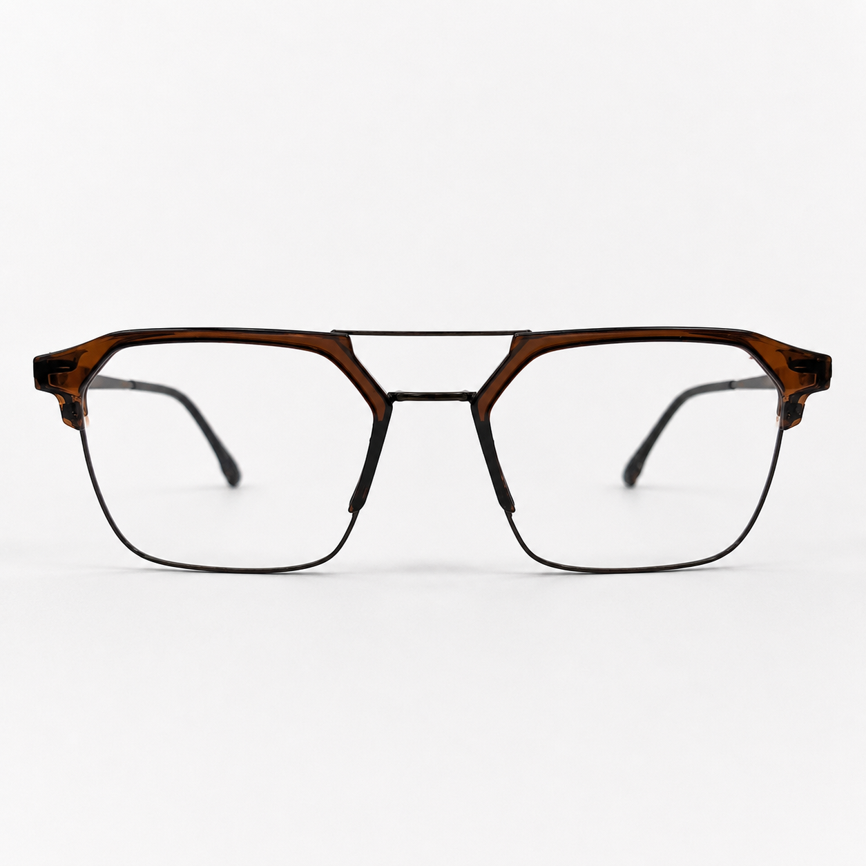 Crystal Brown Geometric Optical Frame - BLK-OF-0041-BR