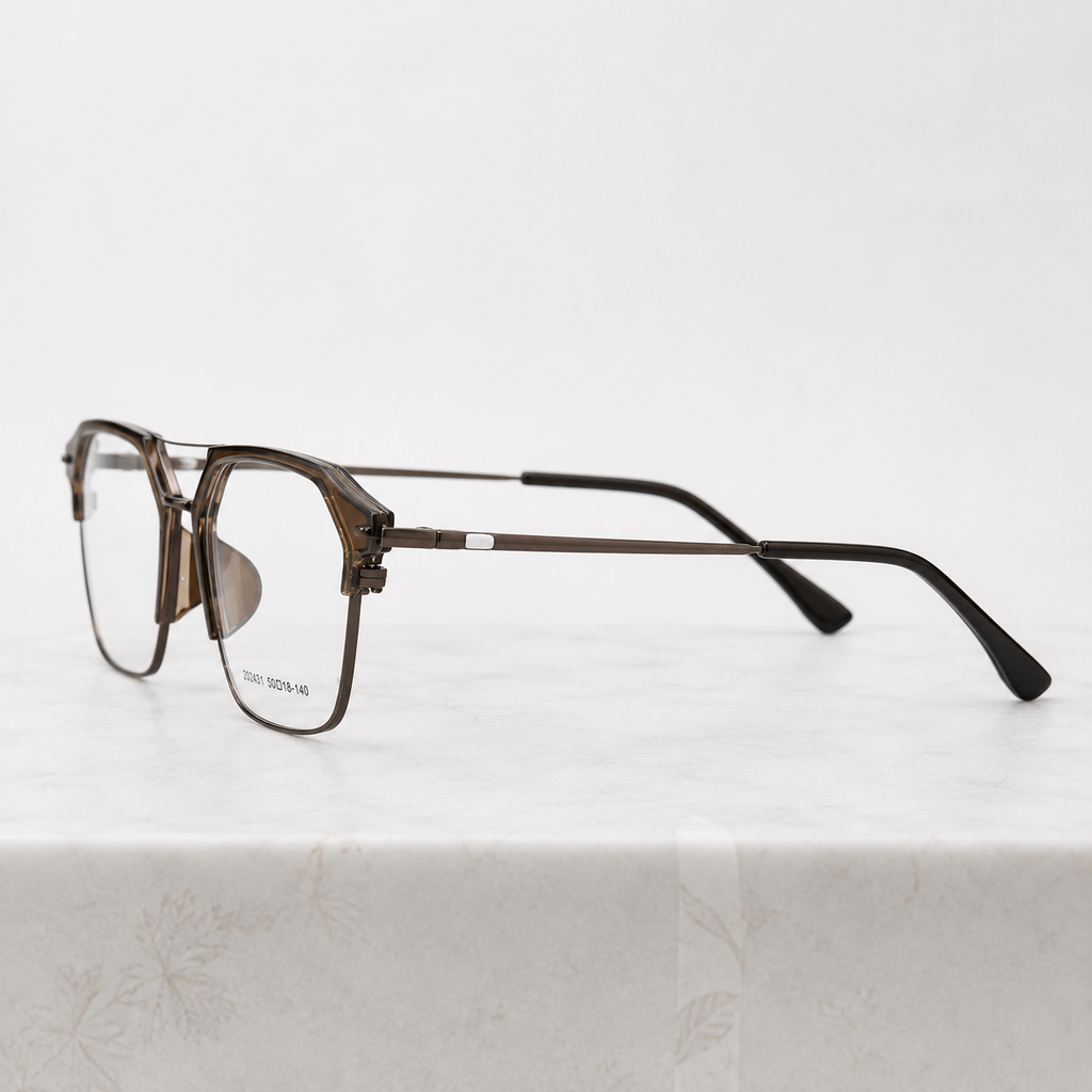 Crystal Brown Geometric Optical Frame - BLK-OF-0041-BR