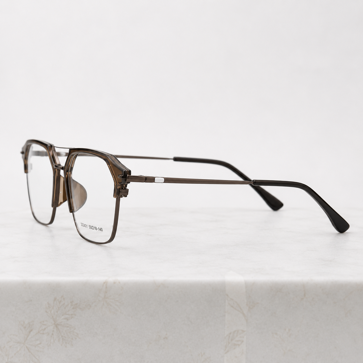 Crystal Brown Geometric Optical Frame - BLK-OF-0041-BR
