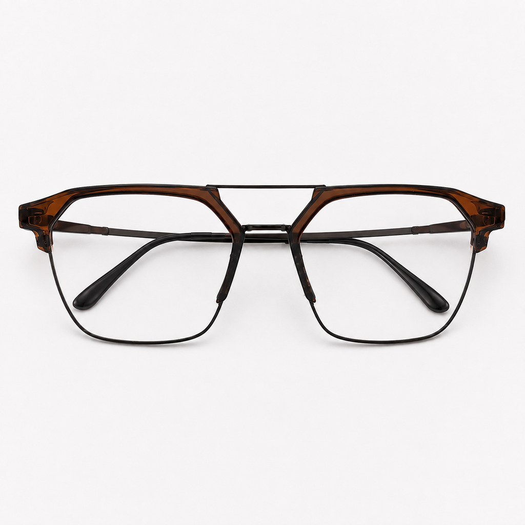 Crystal Brown Geometric Optical Frame - BLK-OF-0041-BR