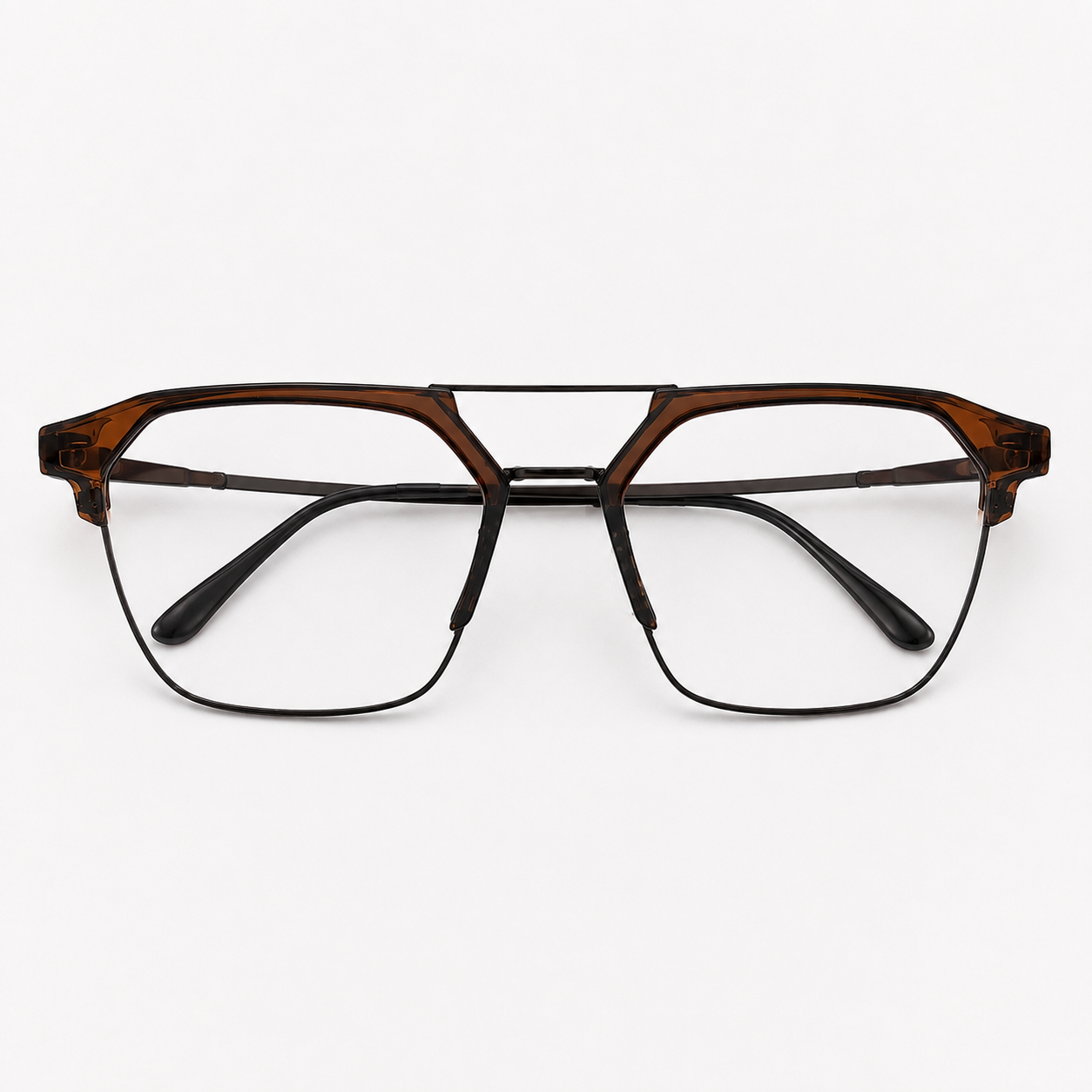Crystal Brown Geometric Optical Frame - BLK-OF-0041-BR