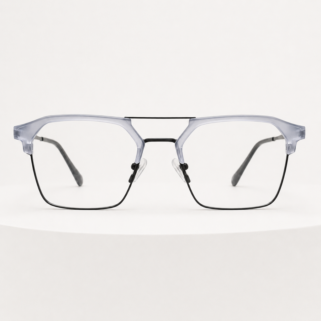 Crystal White Geometric Optical Frame - BLK-OF-0041-WH