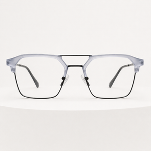 Crystal White Geometric Optical Frame - BLK-OF-0041-WH