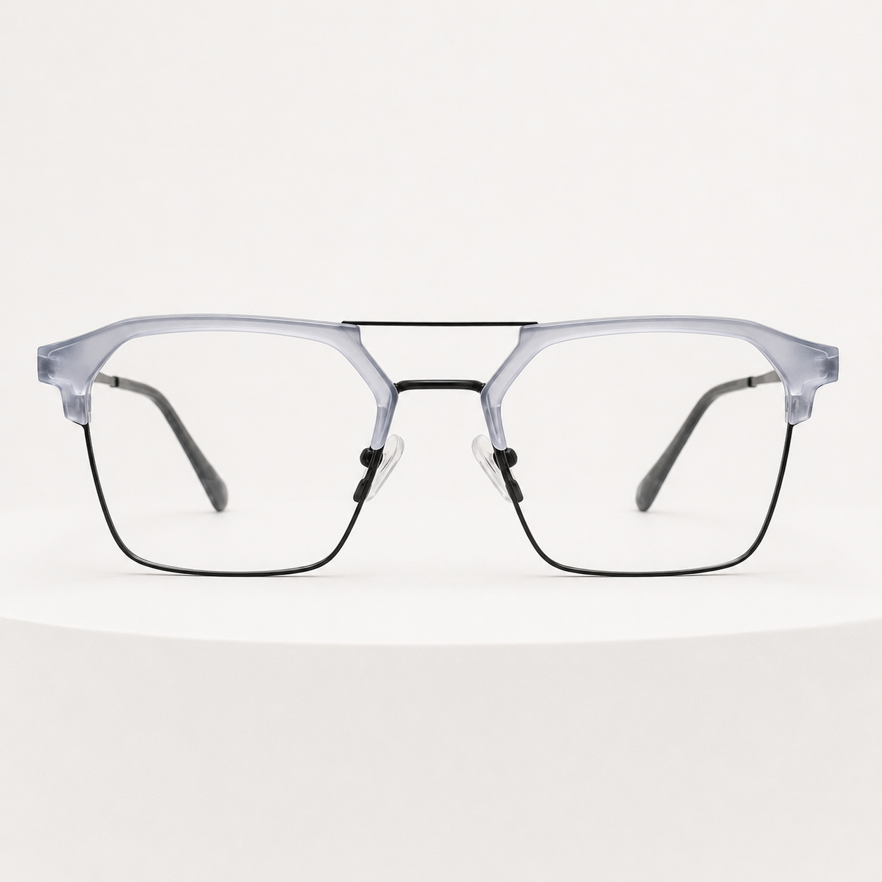 Crystal White Geometric Optical Frame - BLK-OF-0041-WH