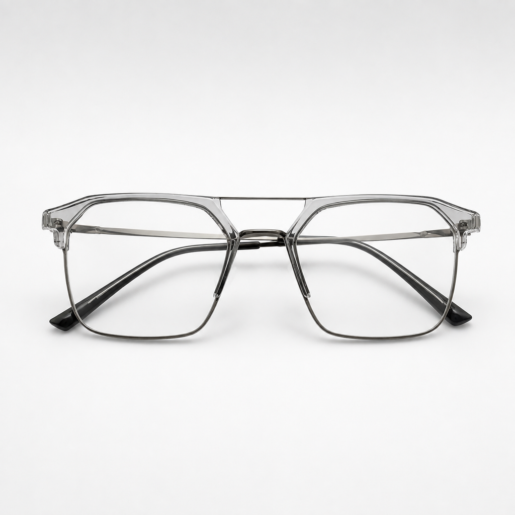 Crystal Grey Geometric Optical Frame - BLK-OF-0041