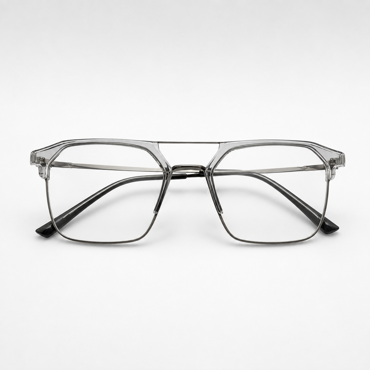 Crystal Grey Geometric Optical Frame - BLK-OF-0041