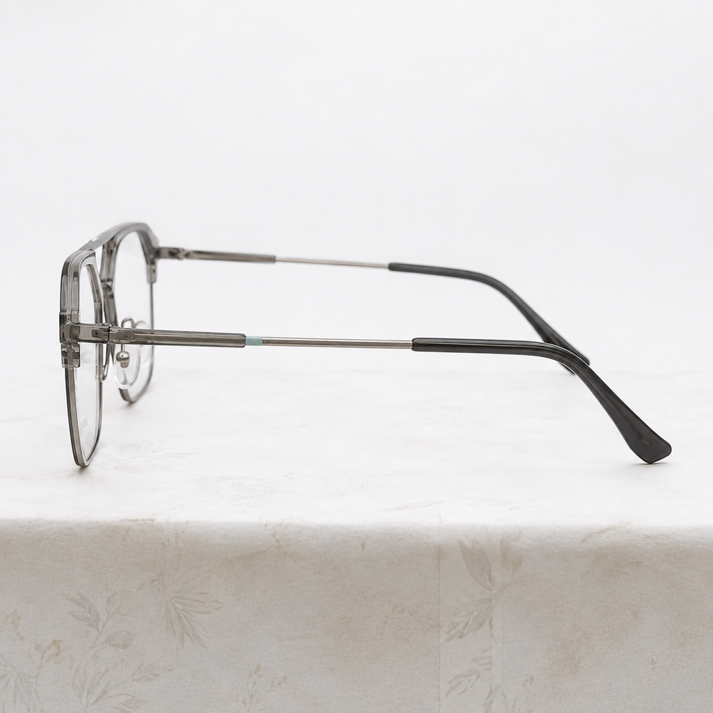 Crystal Grey Geometric Optical Frame - BLK-OF-0041