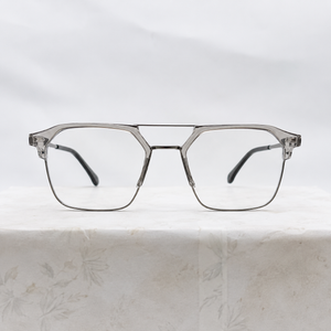 Crystal Grey Geometric Optical Frame - BLK-OF-0041