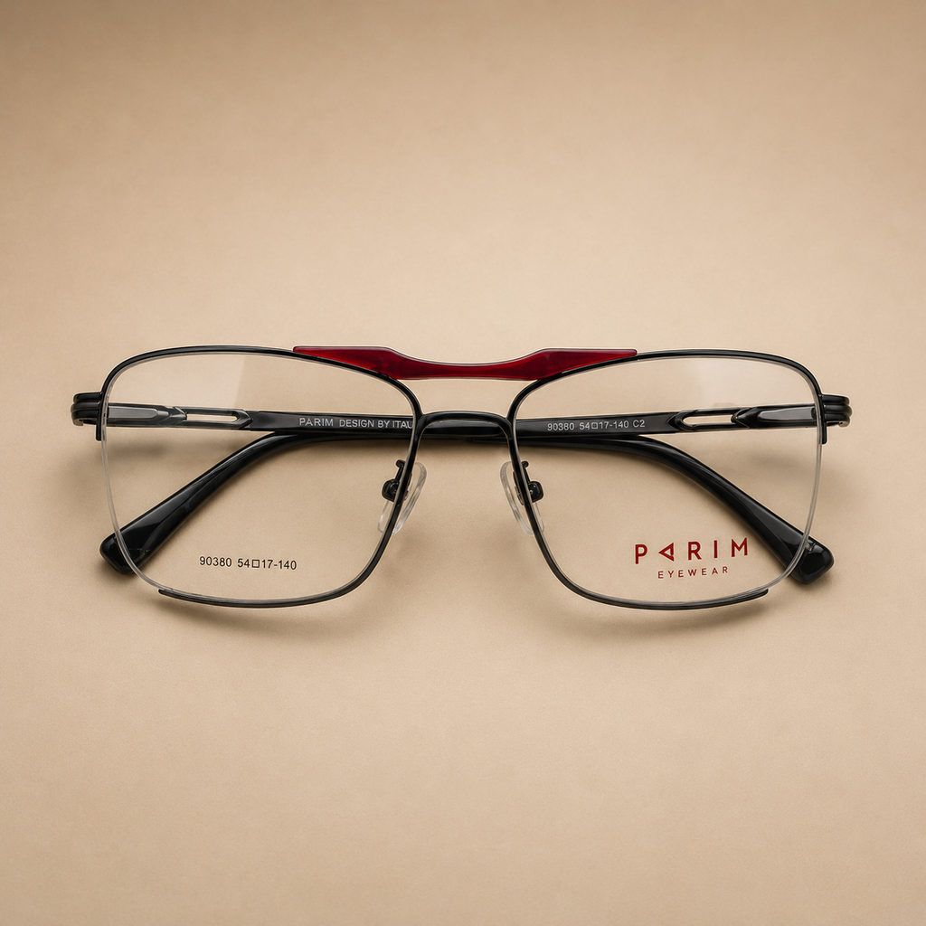 Executive Edge Rimless Optical Frame – Maroon & Black - BLK-OF-0042-MR
