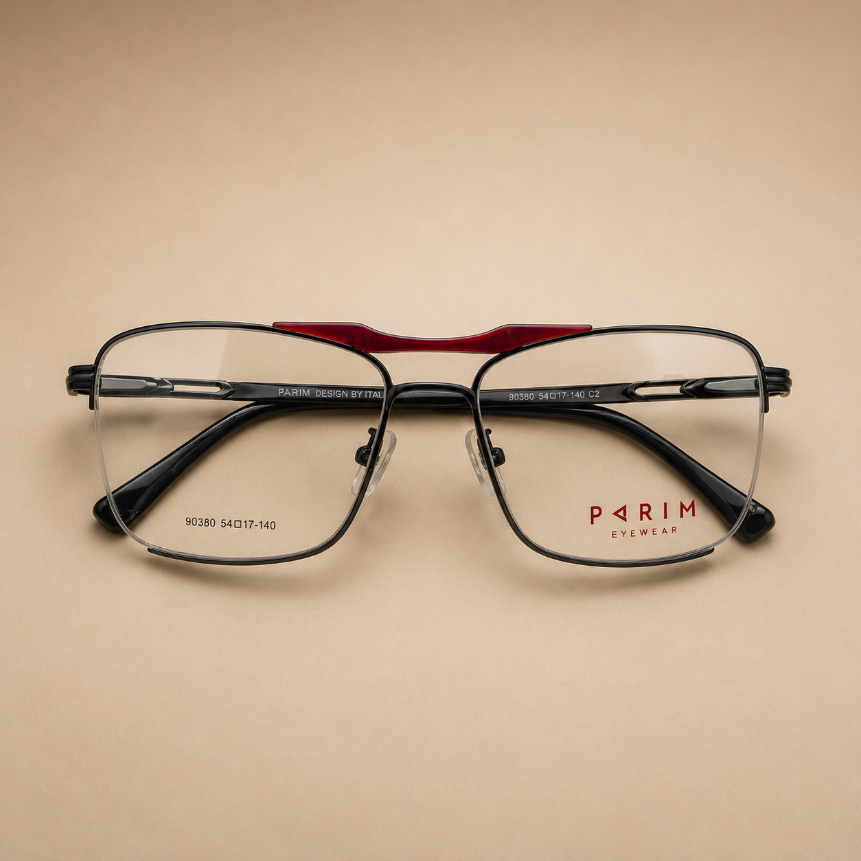 Executive Edge Rimless Optical Frame – Maroon & Black - BLK-OF-0042-MR