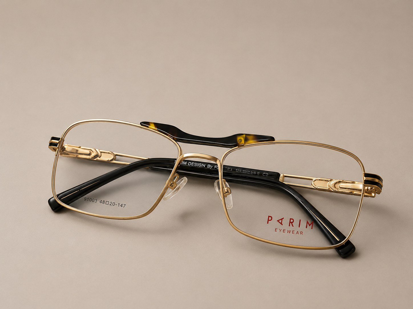 Executive Edge Rimless Optical Frame – Gold & Black - BLK-OF-0042