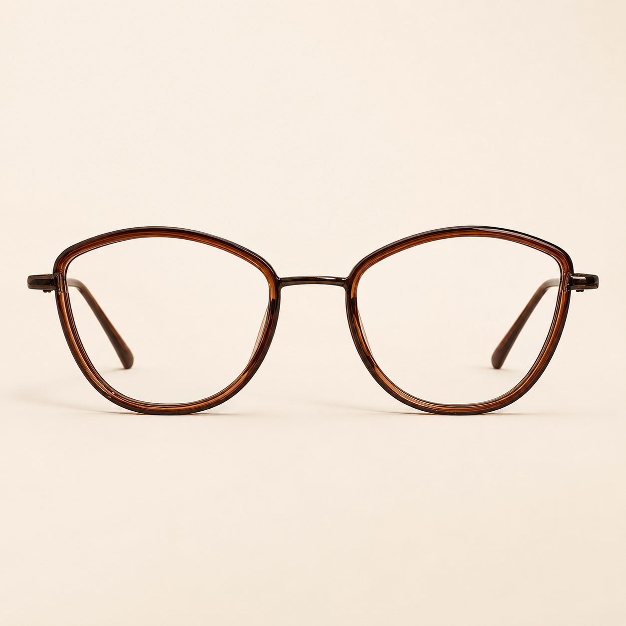 Classic Round Transparent Brown Frame - BLK-OF-0043-BR
