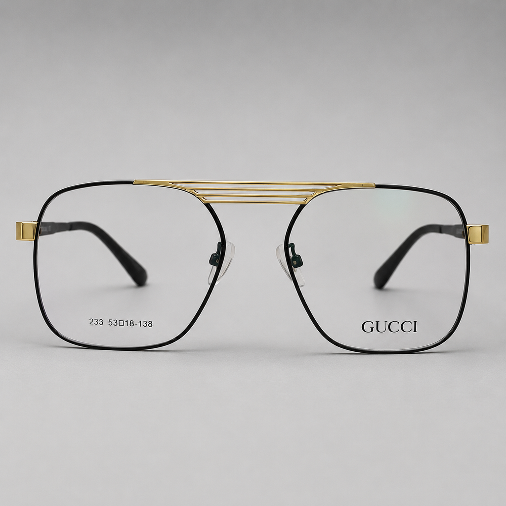 Gucci Signature Navigator Optical Frame – Black & Gold - BLK-OF-0043-GC