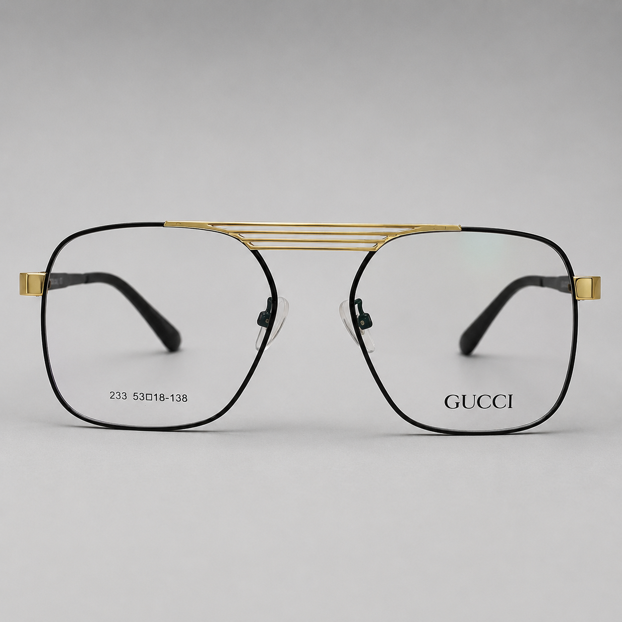 Gucci Signature Navigator Optical Frame – Black & Gold - BLK-OF-0043-GC