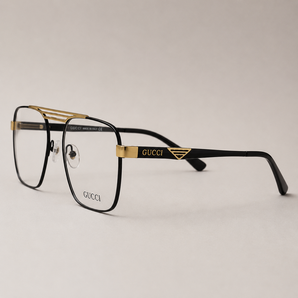 Gucci Signature Navigator Optical Frame – Black & Gold - BLK-OF-0043-GC