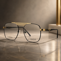 Gucci Signature Navigator Optical Frame – Black & Gold - BLK-OF-0043-GC