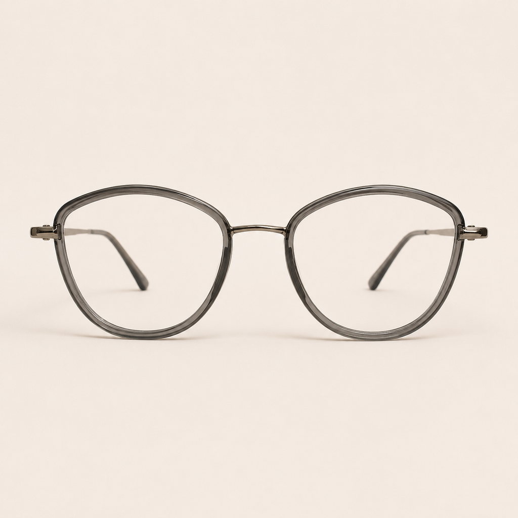 Classic Round Transparent Gray Frame - BLK-OF-0043-TG