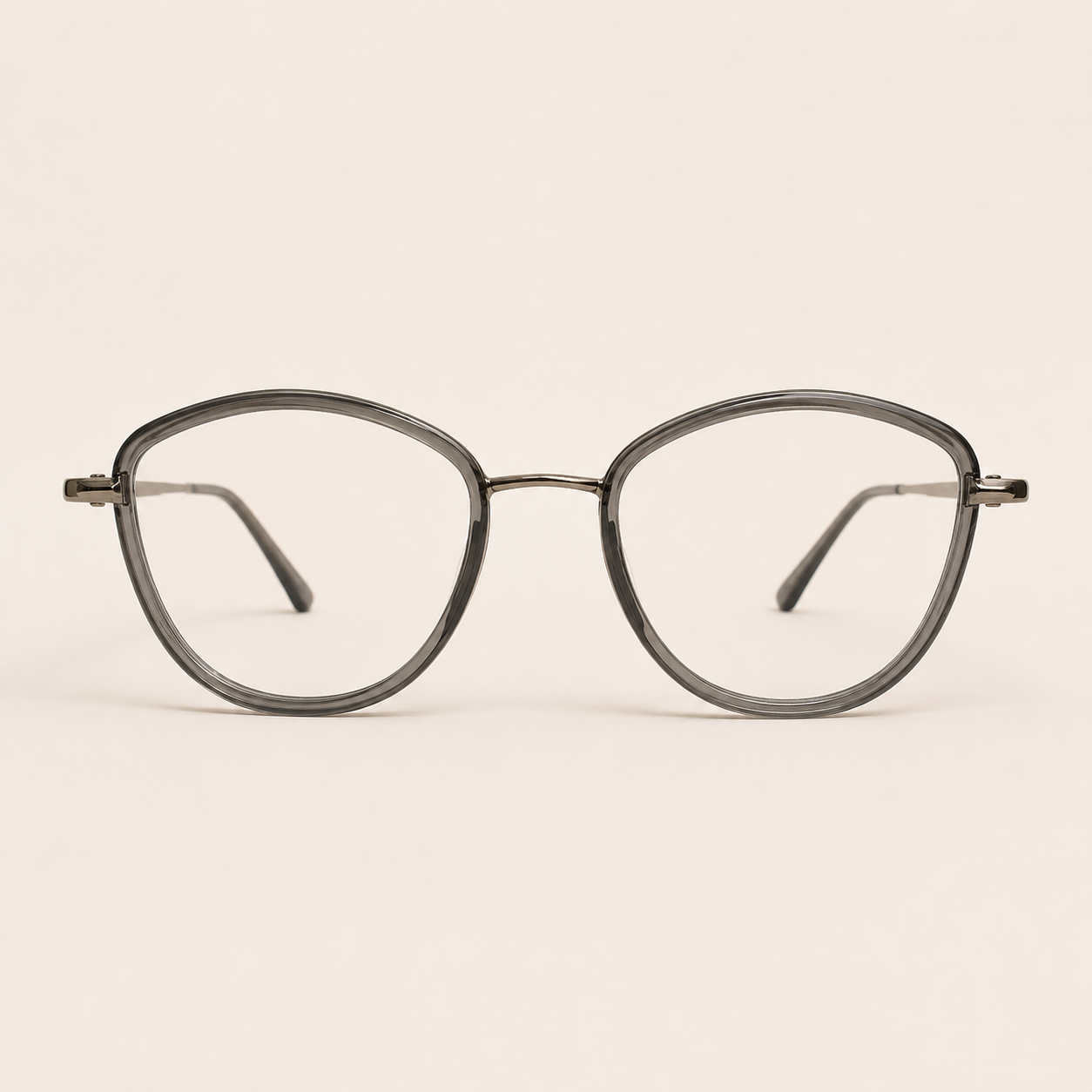 Classic Round Transparent Gray Frame - BLK-OF-0043-TG