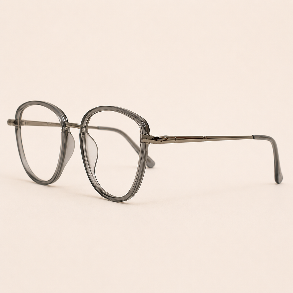 Classic Round Transparent Gray Frame - BLK-OF-0043-TG