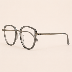 Classic Round Transparent Gray Frame - BLK-OF-0043-TG