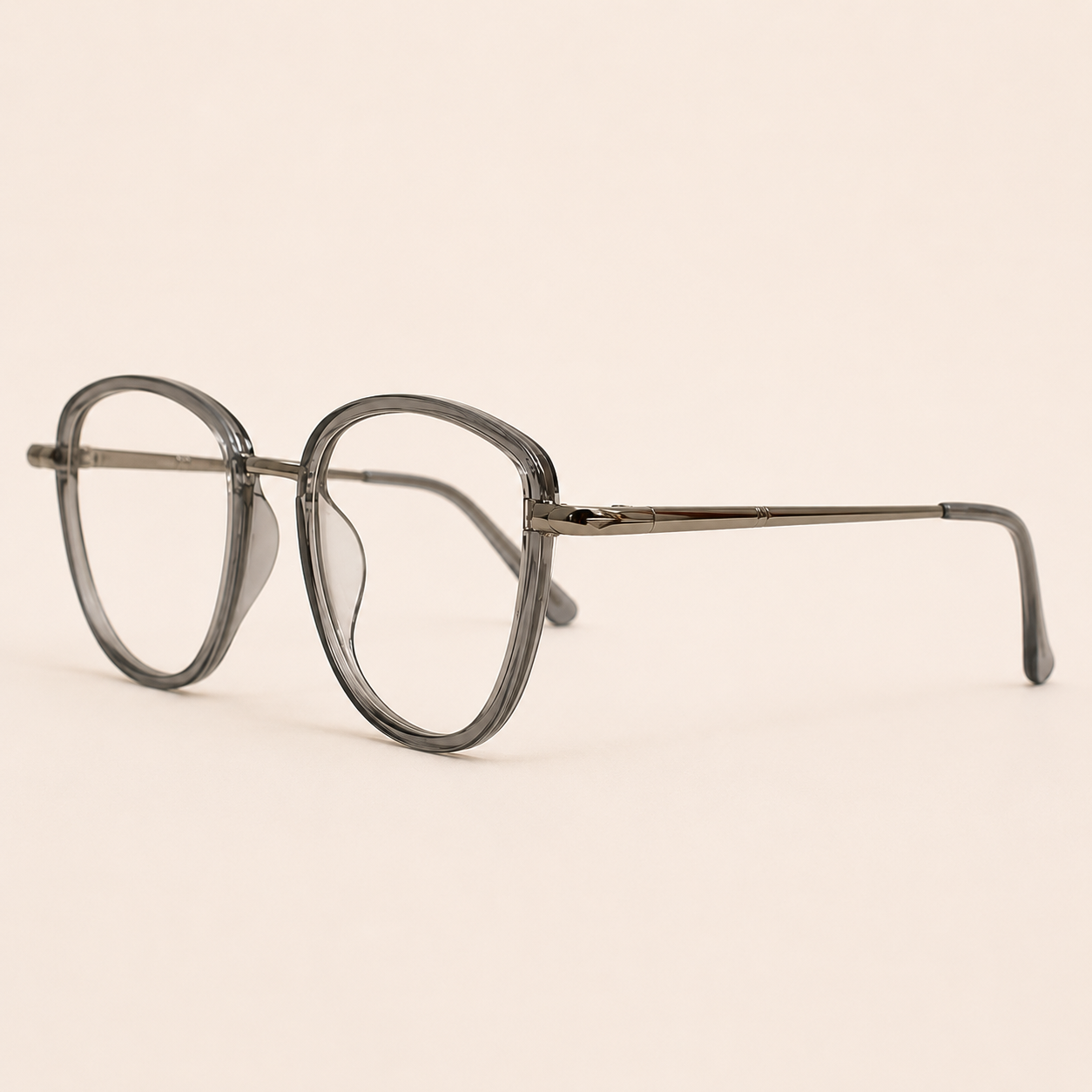 Classic Round Transparent Gray Frame - BLK-OF-0043-TG
