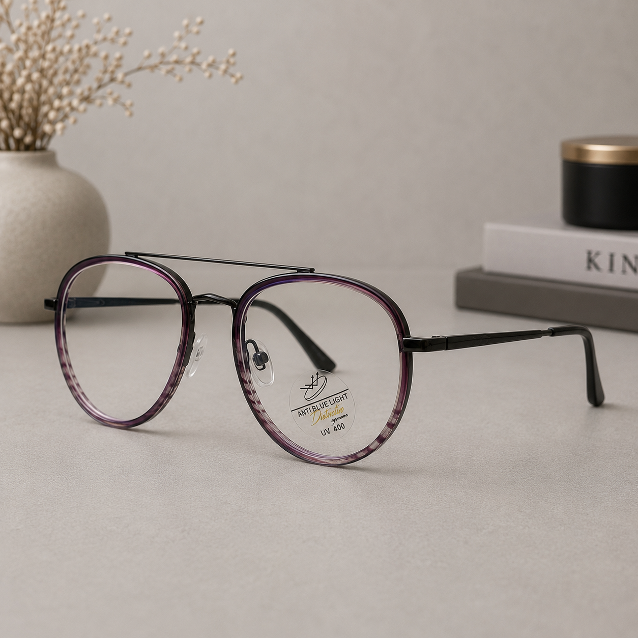Blink Eyewear Violet Crystal Round Optical Frame - BLK-OF-0044