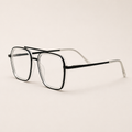 Dual-Tone Square Frame – Crystal Clear & Black - BLK-OF-0045