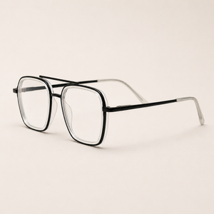 Dual-Tone Square Frame – Crystal Clear & Black - BLK-OF-0045