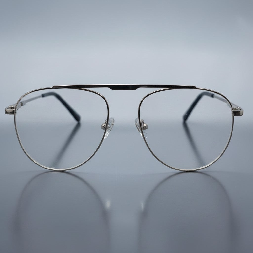 Classic Aviator Double Bridge Silver Frame - BLK-OF-0046-SL