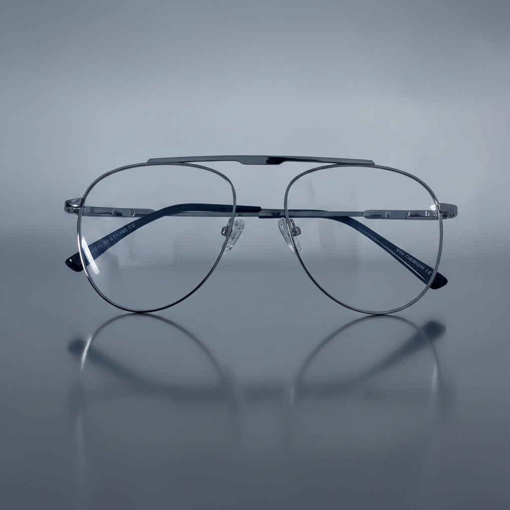 Classic Aviator Double Bridge Silver Frame - BLK-OF-0046-SL