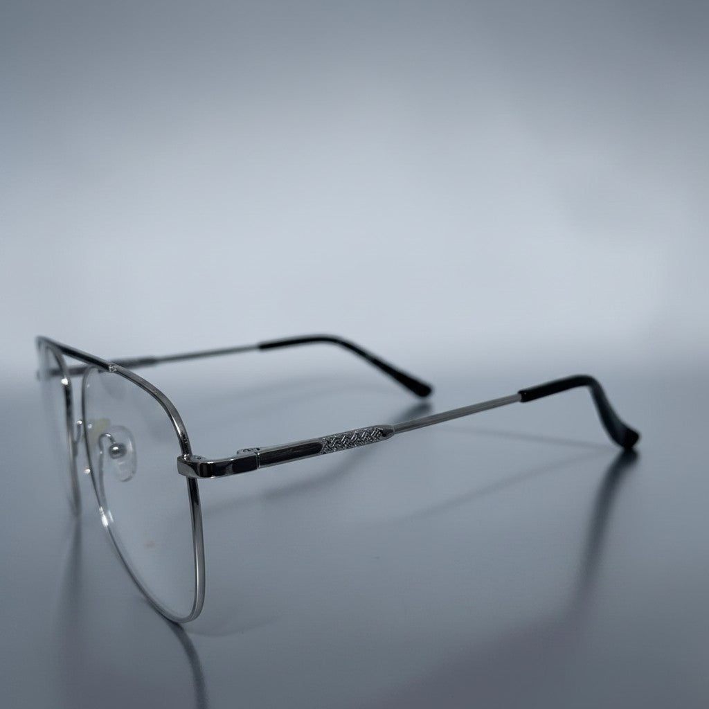 Classic Aviator Double Bridge Silver Frame - BLK-OF-0046-SL