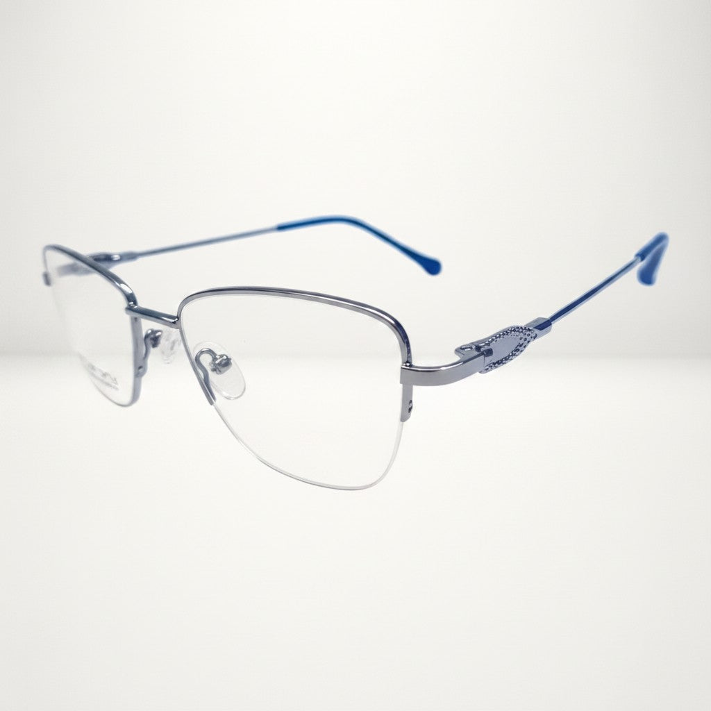 Elegant Rimless Rectangular Sliver Frame – BLK-OF-0048-SL