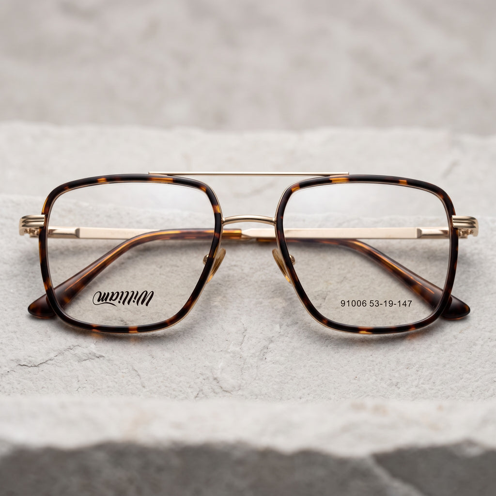 Classic Square Brow Bar Tortoise & Gold Frame – BLK-OF-0051