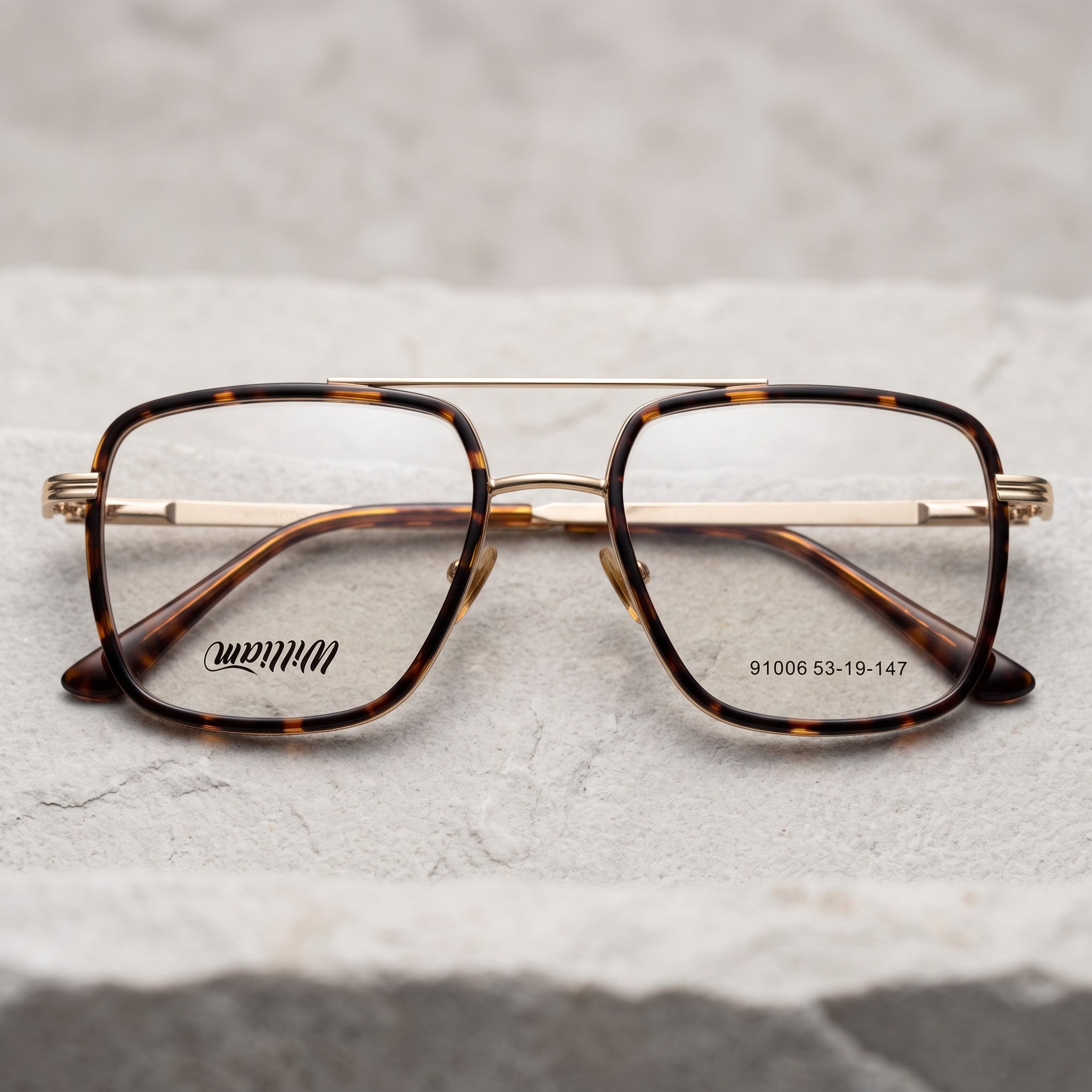 Classic Square Brow Bar Tortoise & Gold Frame – BLK-OF-0051