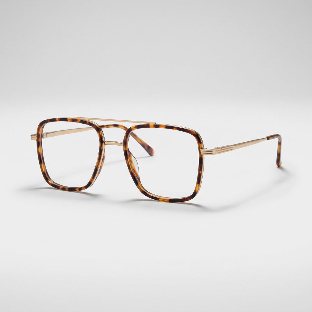 Classic Square Brow Bar Tortoise & Gold Frame – BLK-OF-0051