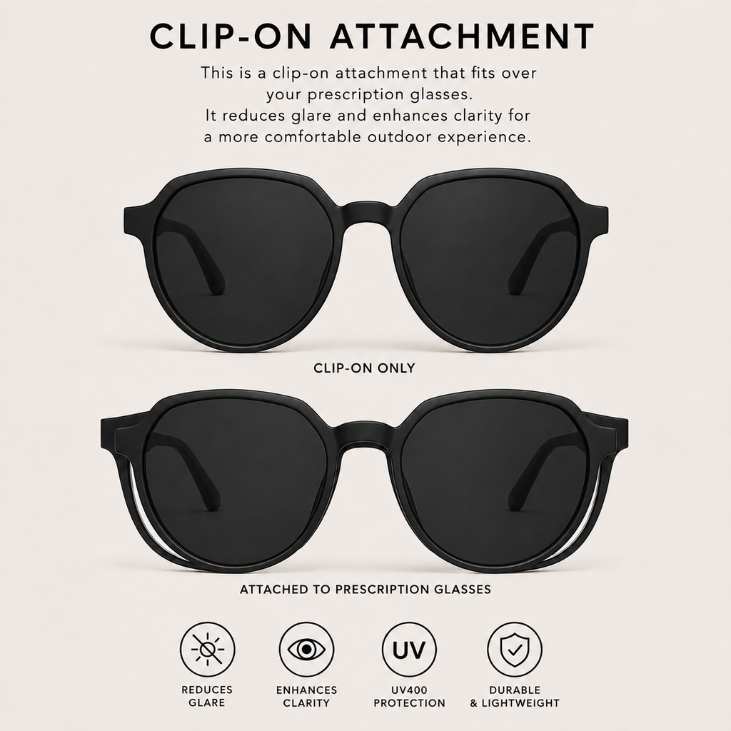 Clip-On Frame – Matte Black with Magnetic Sun Clip - BLK-OF-0054