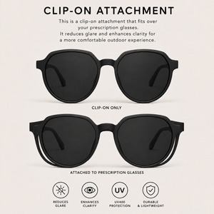 Clip-On Frame – Matte Black with Magnetic Sun Clip - BLK-OF-0054