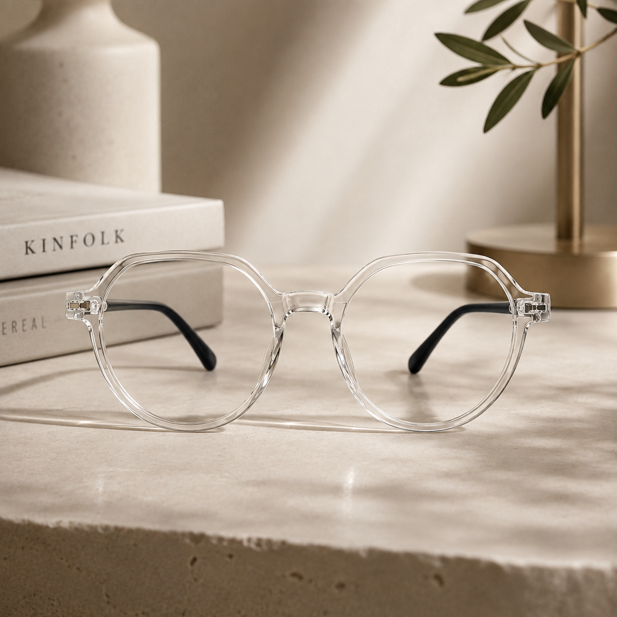 Crystal Clear Clip-On Frame With Black Temples - BLK-OF-0058