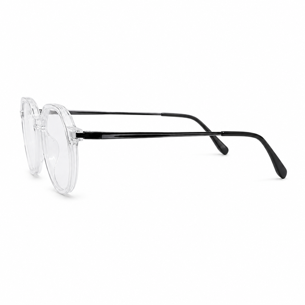 Crystal Clear Clip-On Frame With Black Temples - BLK-OF-0058