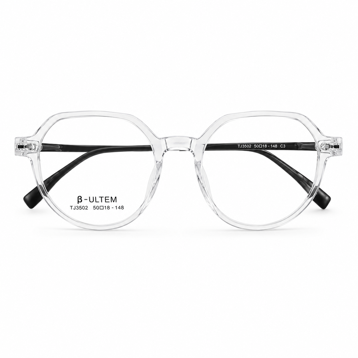 Crystal Clear Clip-On Frame With Black Temples - BLK-OF-0058